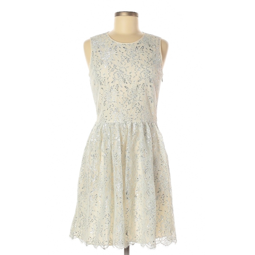 Erin by Erin Fetherston Ivory Silver Shimmer Dress